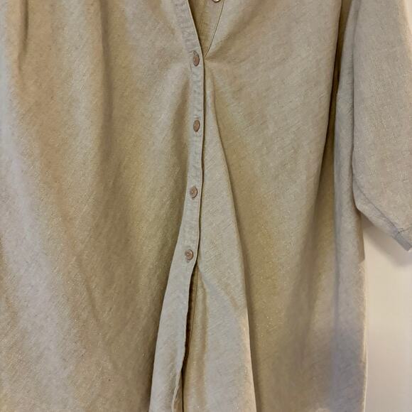 Venezia Linen Cotton short sleeve tan top 22/24 - Picture 5 of 10